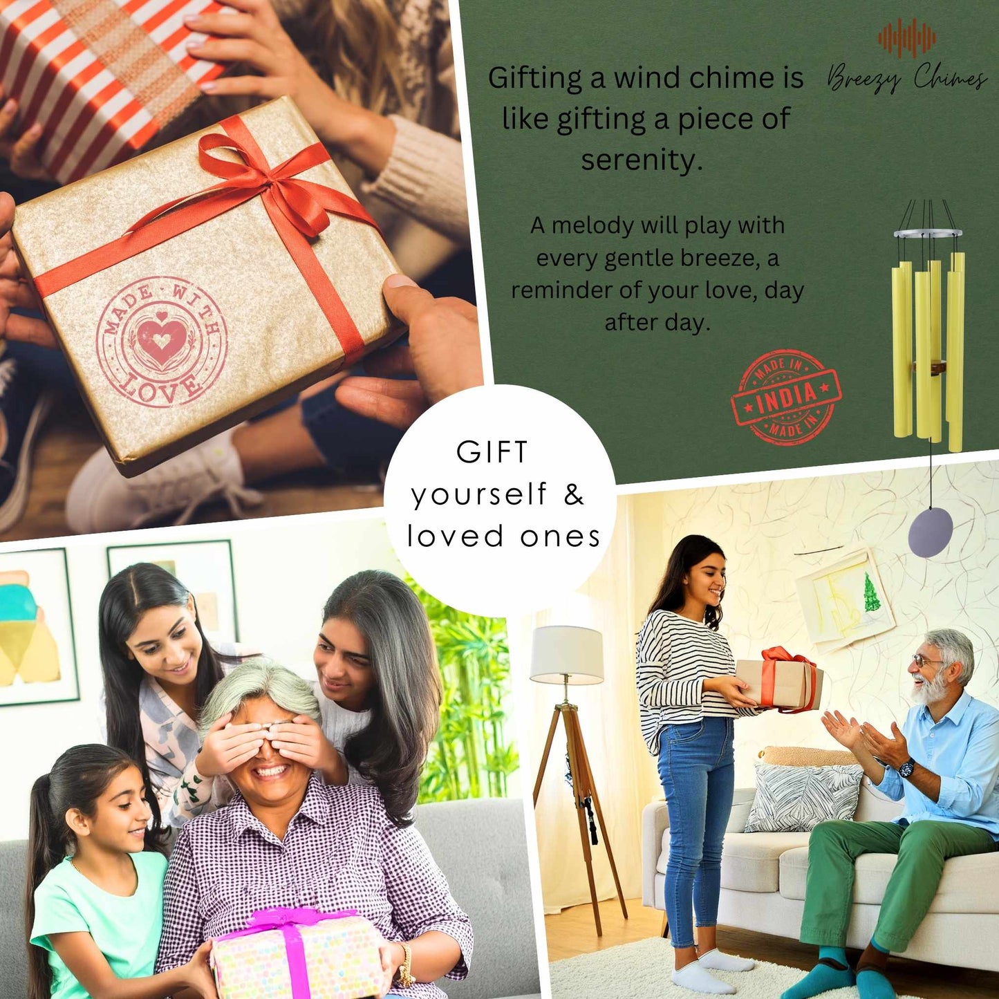 Harmonic Citrus - 30 inch Large Wind Chimes gift packaging - Breezy Chimes