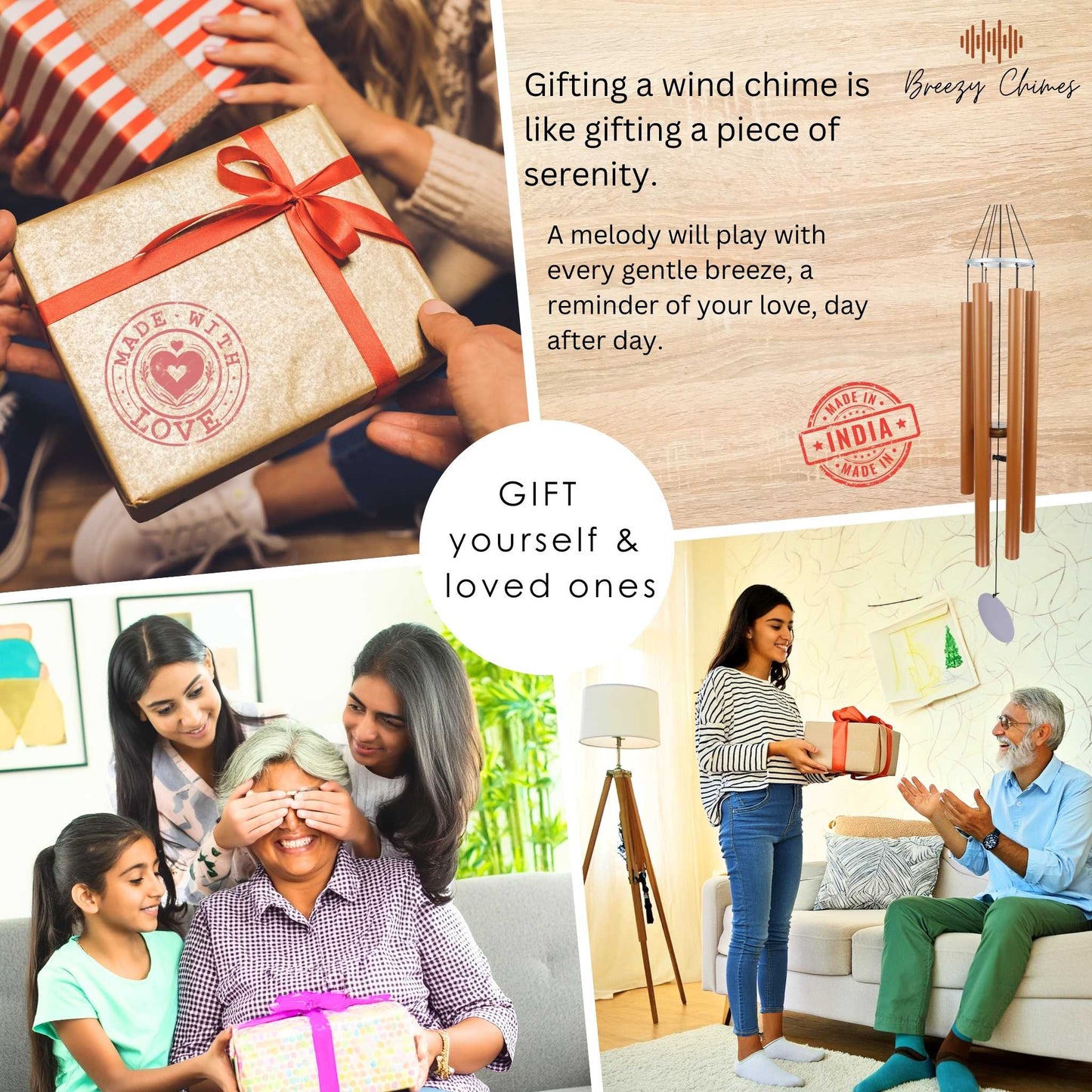 Terracotta Lovers - 35 inch Large Wind chimes