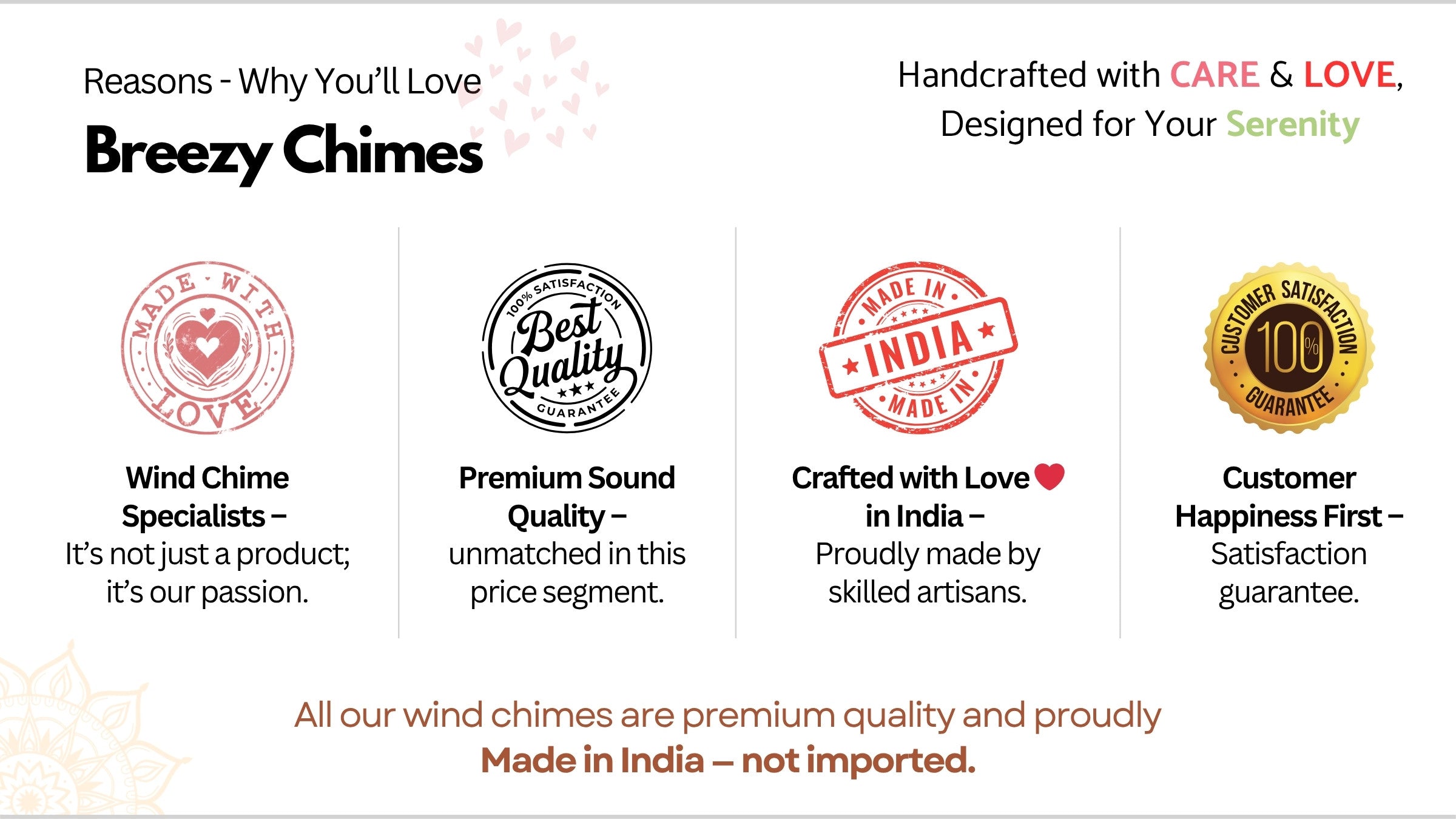 Breezy Chimes - Premium Large Wind Chimes Made in India - Reasons to Buy. 