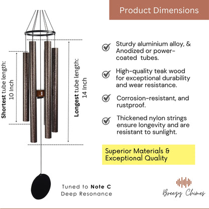 Antique Seekers - 30 inch Large Wind Chimes pipe dimensions - Breezy Chimes