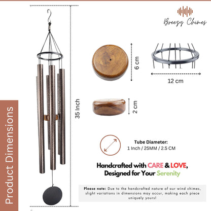 Antique Seekers 35 inch Large Wind Chimes size and dimensions - Breezy Chimes