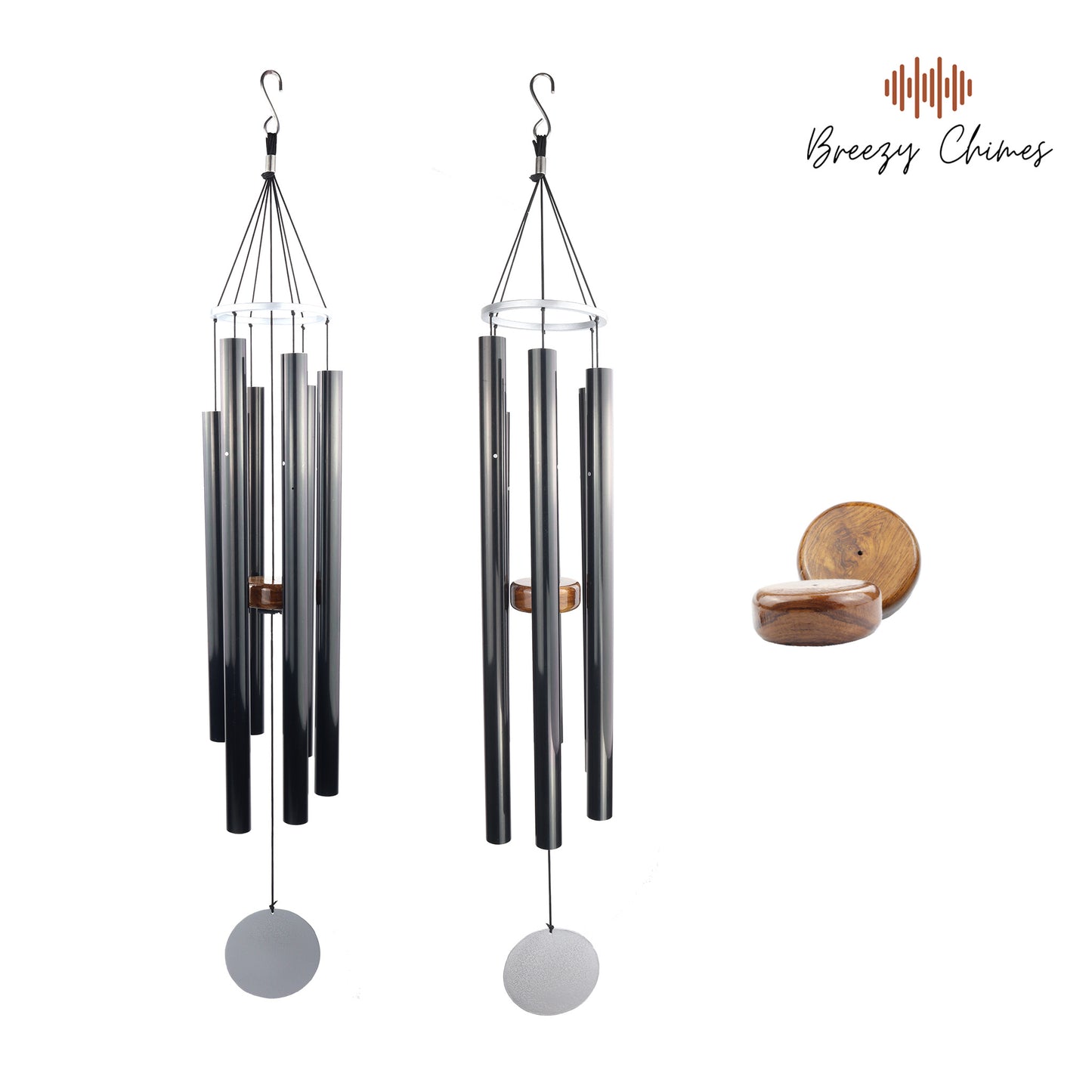 Glossy Black - 35 inch Large Wind chimes