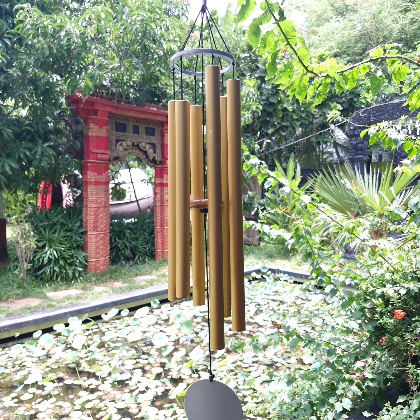 Golden Aura - 35 inch Large Wind Chimes full view - Breezy Chimes