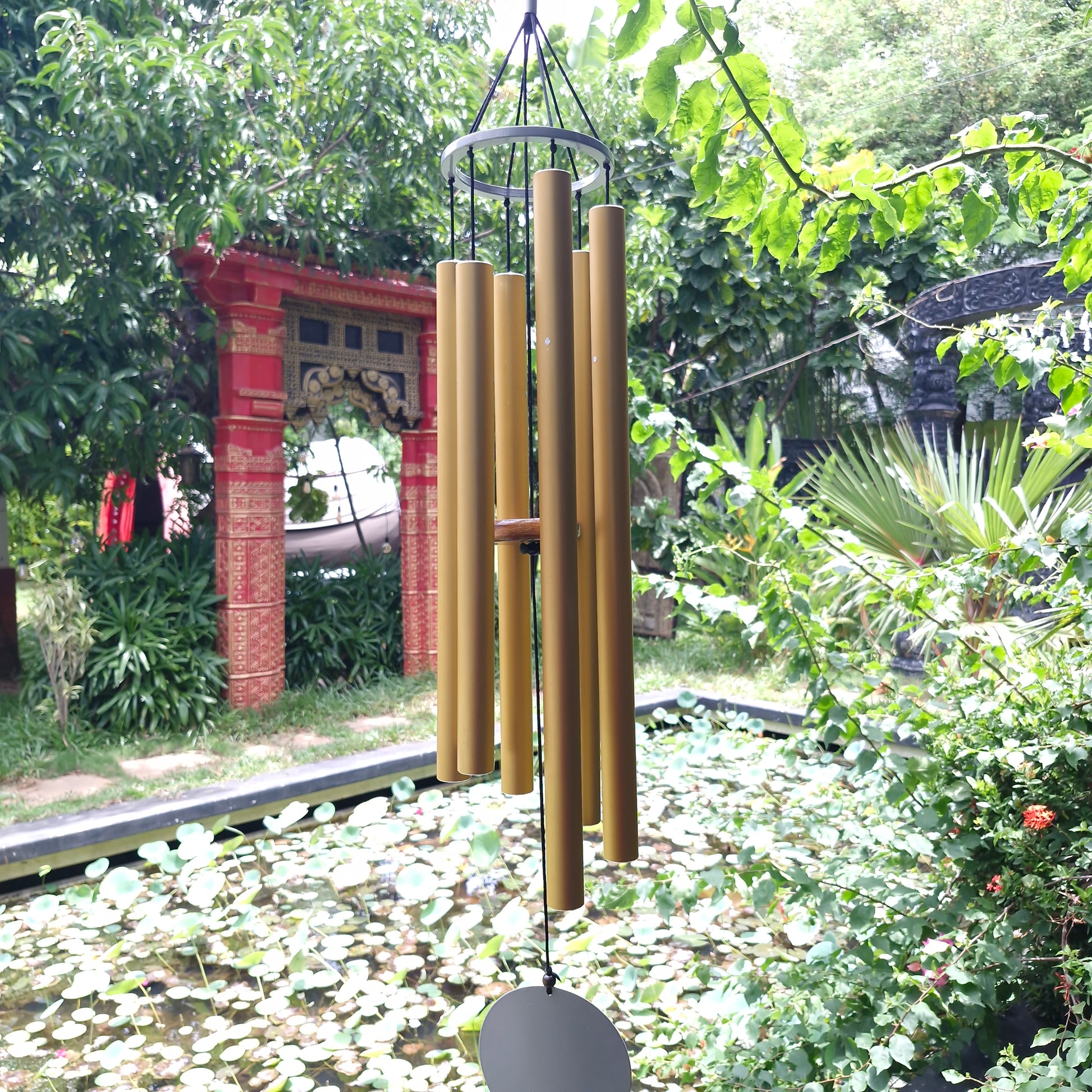 Golden Aura - 35 inch Large Wind Chimes full view - Breezy Chimes