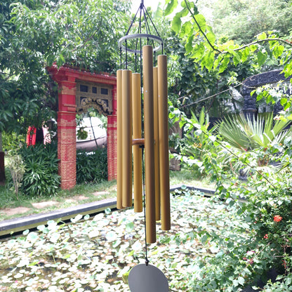 Golden Aura - 35 inch Large Wind Chimes full view - Breezy Chimes