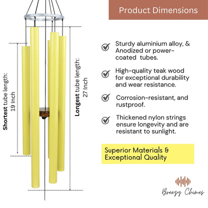 Harmonic Citrus - 50 inch Large Wind Chimes pipe dimensions - Breezy Chimes