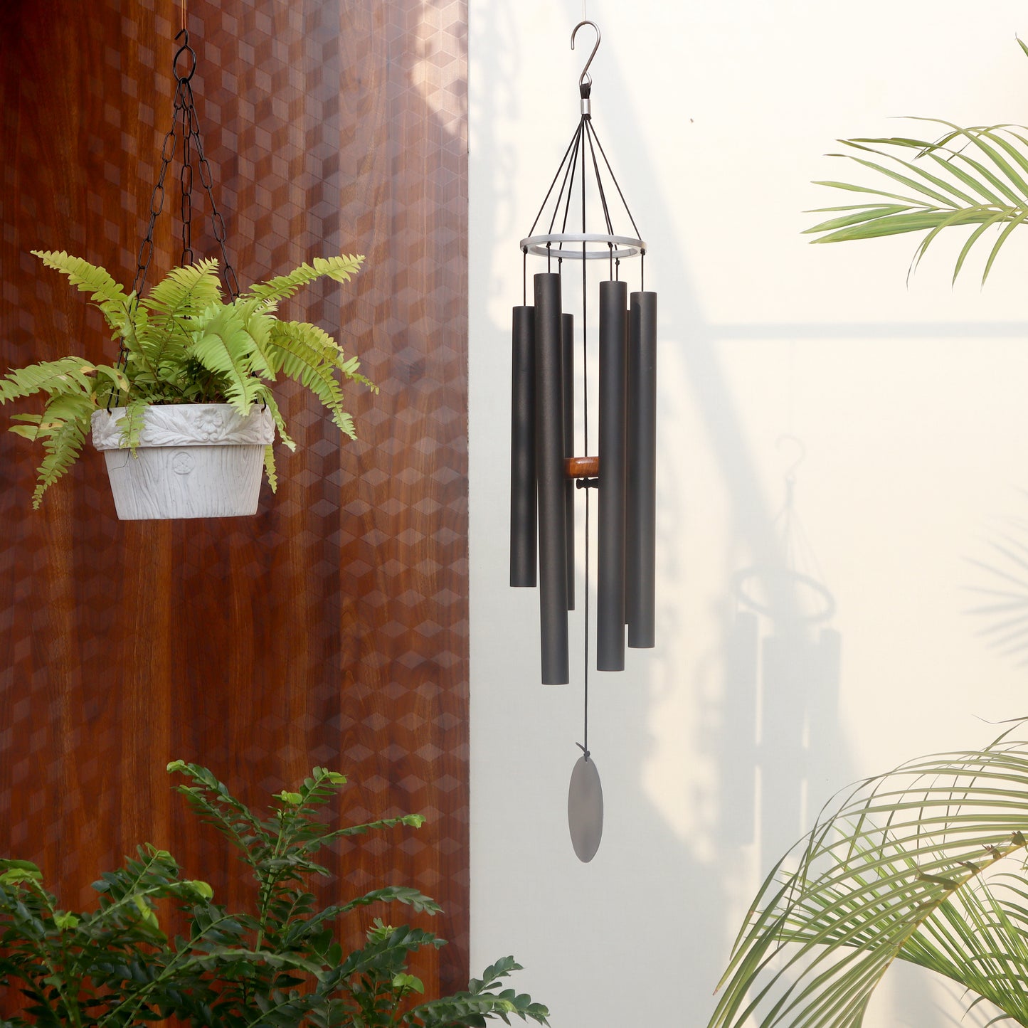Jet Black - 30 inch Large Wind Chimes full view - Breezy Chimes