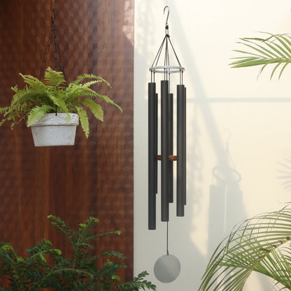 Jet Black 35 inch Large Wind Chimes full view - Breezy Chimes