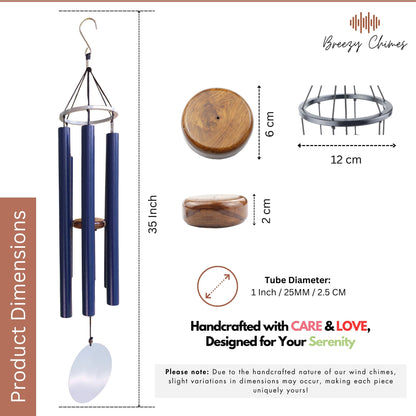 Midnight Echo - 35 inch Large Wind Chimes size and dimensions - Breezy Chimes