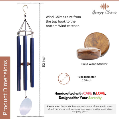 Midnight Echo - 50 inch Large Wind Chimes size and dimensions - Breezy Chimes
