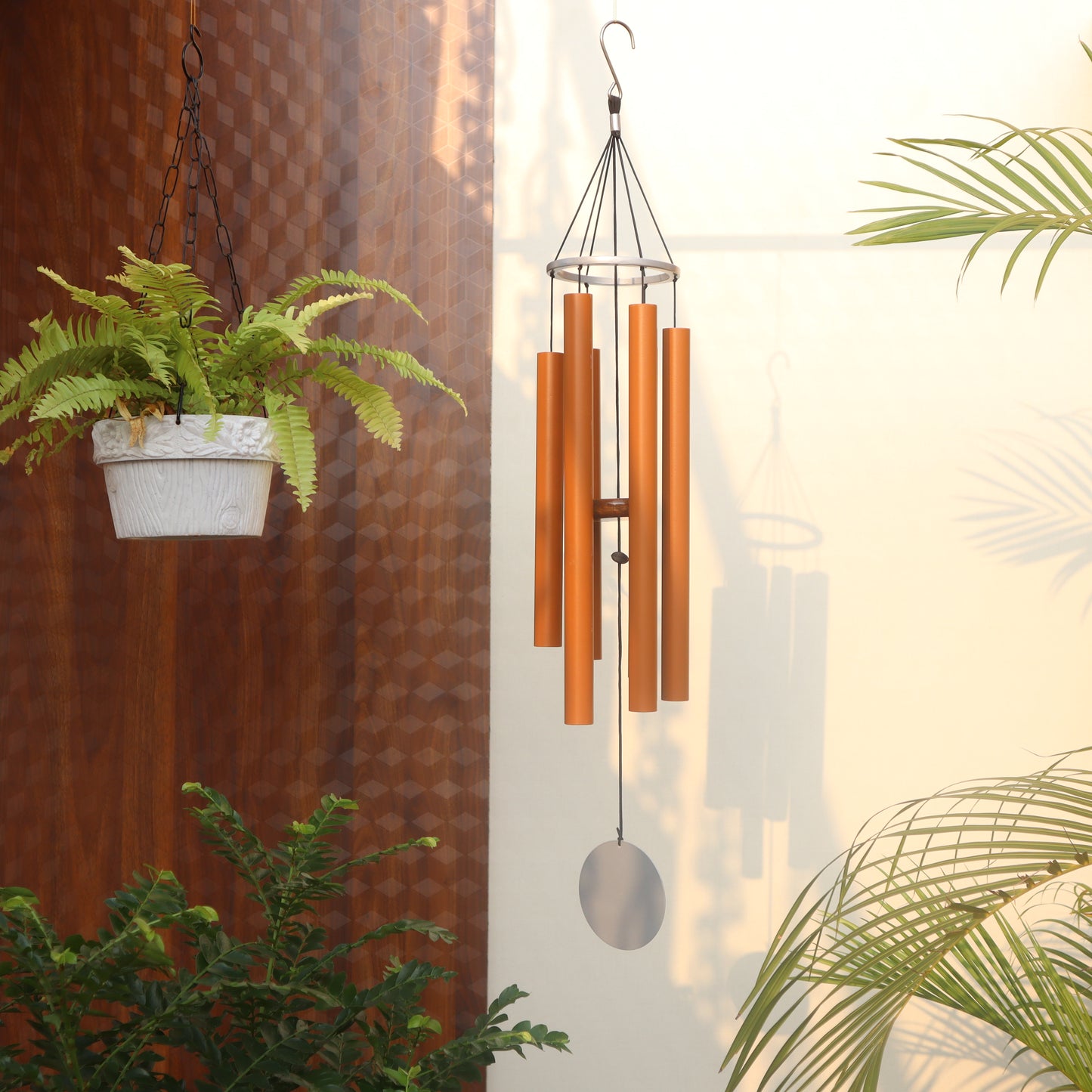 Terracotta Lovers - 30 inch Large Wind Chimes full view - Breezy Chimes