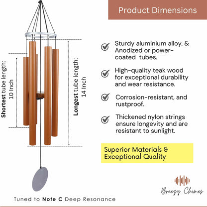 Terracotta Lovers - 30 inch Large Wind Chimes pipe dimensions - Breezy Chimes