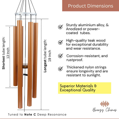 Terracotta Lovers - 35 inch Large Wind Chimes pipe dimensions - Breezy Chimes