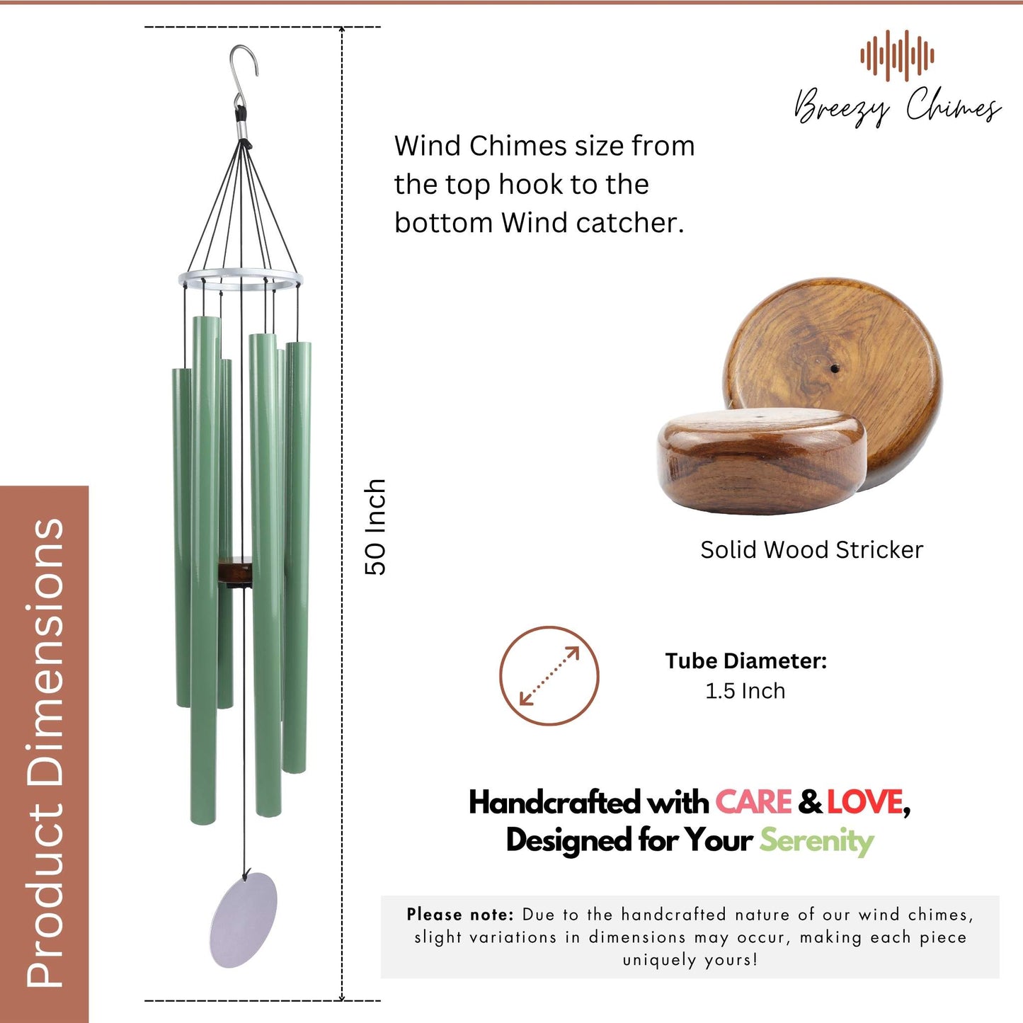 Willow Symphony - 50 inch Large Wind Chimes size and dimensions - Breezy Chimes